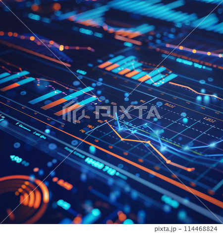 金融イメージ　株価や為替レートの変動 114468824
