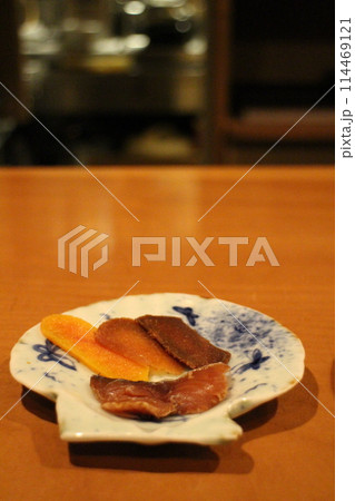 日本料理　ヘしこの味噌漬けとカラスミ 114469121