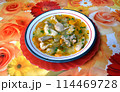 Hot vegetable and meat soup 114469728