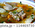 Hot vegetable and meat soup 114469730