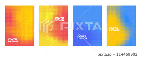 Set of halftone colorful backgrounds. Vector illustration 114469902