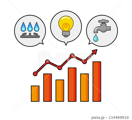 光熱費の値上げイメージのイラスト	 114469910