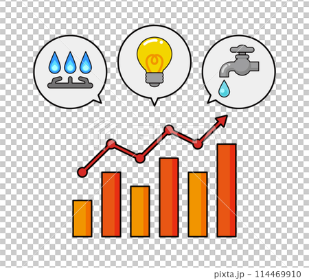 光熱費の値上げイメージのイラスト	 114469910