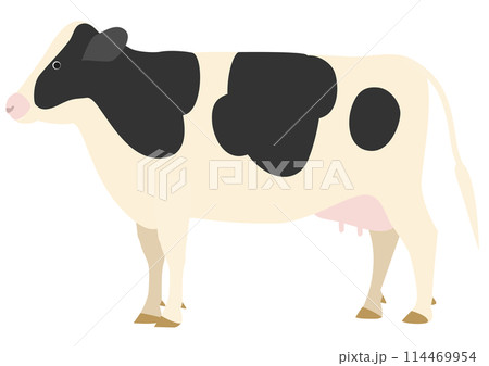 横から見た乳牛のイラスト 横から見た乳牛のイラスト 114469954