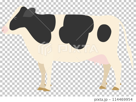 横から見た乳牛のイラスト 横から見た乳牛のイラスト 114469954