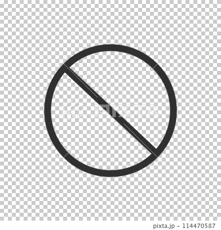 黒い丸に斜線のマーク - 通行止め･禁止･規制、反対、ネジのイメージ素材 - no sign 114470587