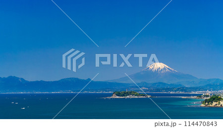 富士山と湘南海岸　ワイド 114470843