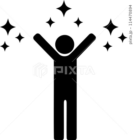 人物ピクトグラム バンザイ アイコン全身 喜ぶ キラキラのイラスト素材
