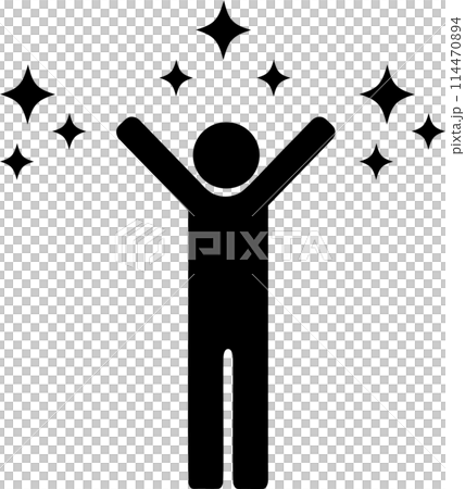 Person pictogram Banzai icon whole body happy sparkling Person pictogram Banzai icon whole body happy sparkling 114470894