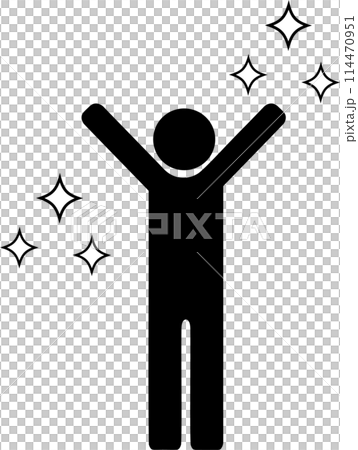 Person pictogram Banzai icon whole body happy sparkling Person pictogram Banzai icon whole body happy sparkling 114470951