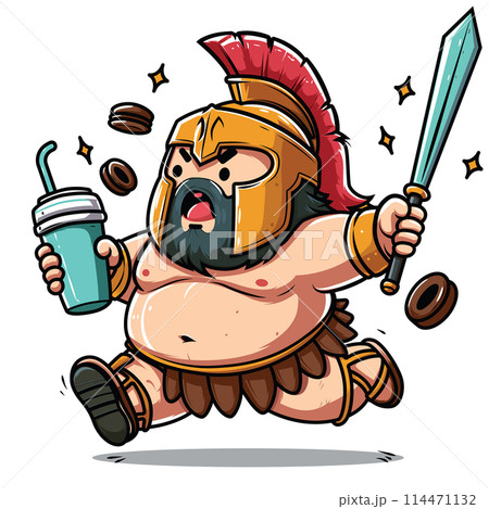 Fat Sparta warrior chibi cartoon Fat Sparta warrior chibi cartoon 114471132