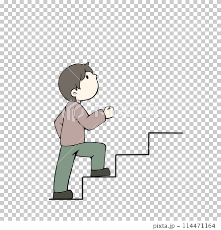 Illustration of a man climbing the stairs 114471164