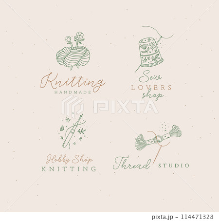Sewing elements with lettering green 114471328