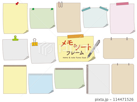 色々なメモとノートのイラストのセット_主線あり 114471526