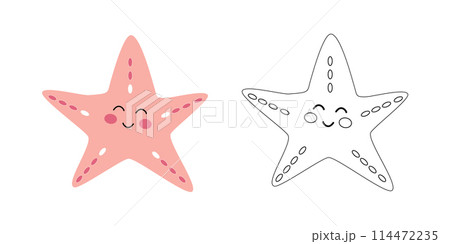 Coloring book cute pink starfish Coloring book cute pink starfish 114472235