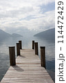 Wooden pier on the lake 114472429