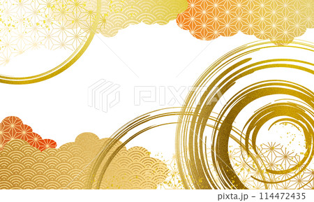 正月・年賀状・和柄・雲・和紙・背景・和・金色 114472435