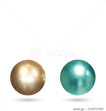 Set of colorful round vector spheres or balls with reflective shiny dimensional surfaces for celebrating Christmas New Year. Vector illustration. eps 10 114472499