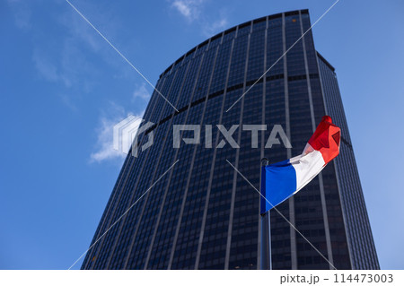 パリ モンパルナスタワーとフランス国旗 パリ モンパルナスタワーとフランス国旗 114473003