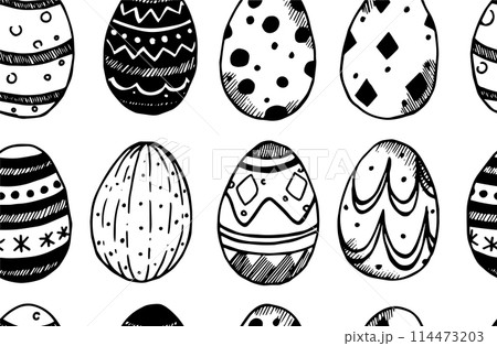 seamless pattern of Easter eggs. vector drawing in doodle style 114473203