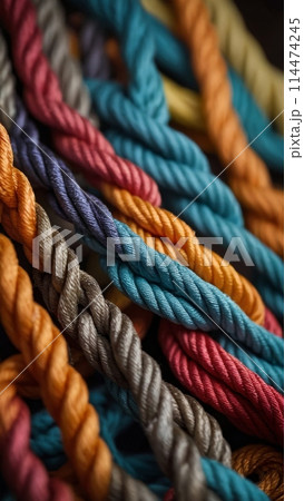 background of interweaving colored ropes and cordsのイラスト素材 [114474245 ...