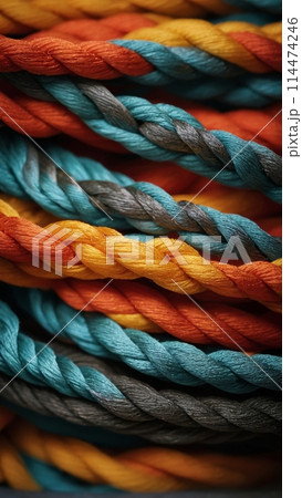 background of interweaving colored ropes and cordsのイラスト素材 [114474246 ...