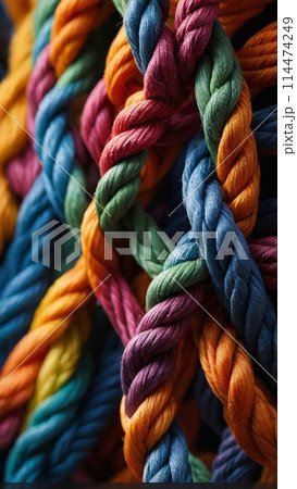 background of interweaving colored ropes and cordsのイラスト素材 [114474249 ...