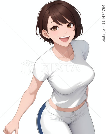 AIで生成した運動をしている笑顔の女性 114474764