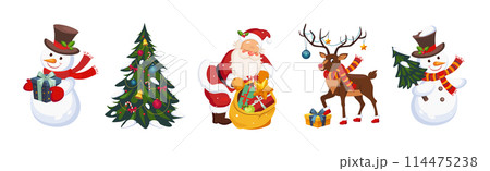 Christmas and New Year Holiday Object and Item Vector Set Christmas and New Year Holiday Object and Item Vector Set 114475238