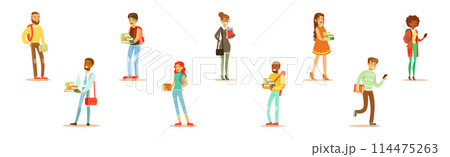 Young University Student Man and Woman Character Wearing Modern Clothes Standing Vector Set Young University Student Man and Woman Character Wearing Modern Clothes Standing Vector Set 114475263