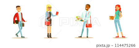 Young University Student Man and Woman Character Wearing Modern Clothes Standing Vector Set Young University Student Man and Woman Character Wearing Modern Clothes Standing Vector Set 114475266
