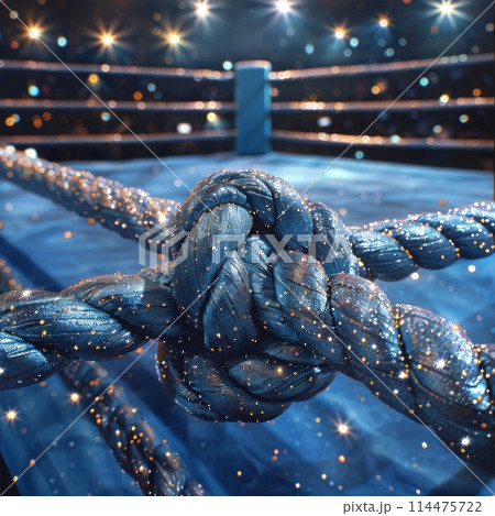 A shiny rope connects to a dazzling boxing ring...のイラスト素材 [114475722 ...