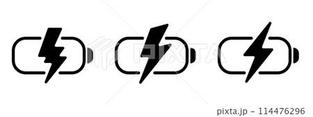 battery charge Thunderbolt Energy Flash Iconic Vector Logo 114476296