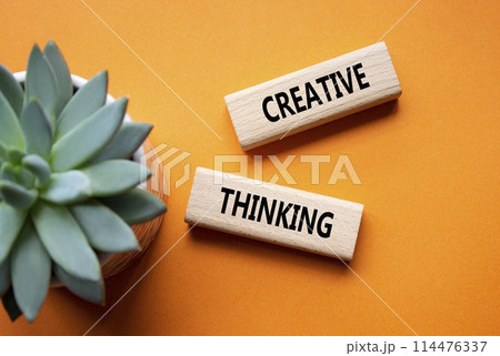 Creative thinking symbol. Wooden blocks with words Creative thinking. Beautiful orange background with succulent plant. Business and Creative thinking concept. Copy space. Creative thinking symbol. Wooden blocks with words Creative thinking. Beautiful orange background with succulent plant. Business and Creative thinking concept. Copy space. 114476337