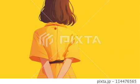 歩く女性の後ろ姿のイラスト素材 [114476565] - PIXTA