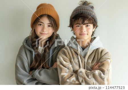 微笑む1少年少女のポートレート　AI生成画像 114477523