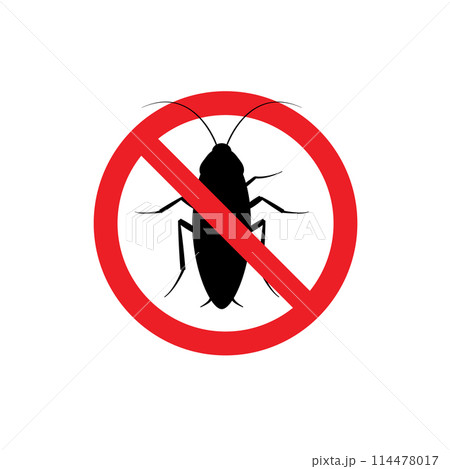 Cockroach anti bug insect vector sign. Fumigation cockroach control illustration logo design Cockroach anti bug insect vector sign. Fumigation cockroach control illustration logo design 114478017