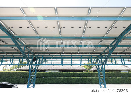 Solar car parking or parking lot with concept of green clean power energy. 114478268