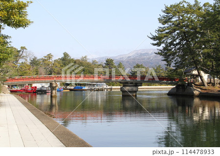 日本三景の京都天橋立の春風景 114478933