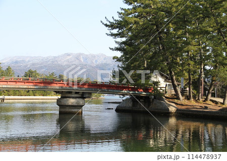 日本三景の京都天橋立の春風景 日本三景の京都天橋立の春風景 114478937