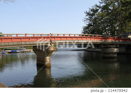 日本三景の京都天橋立の春風景 114478942