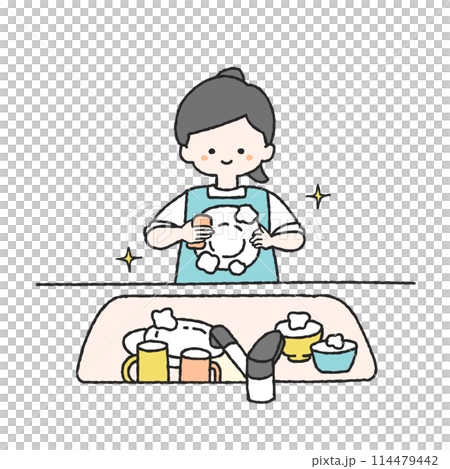 洗滌盤的婦女的例證 114479442