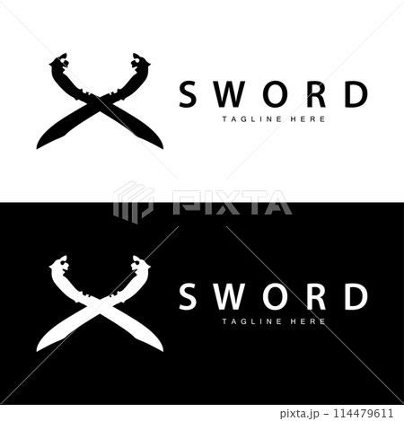 Sword weapon inspiration silhouette design illustration simple minimalist sword logo template 114479611