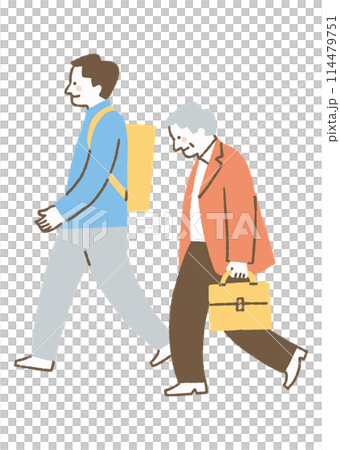 Male office workers in their 20s and 60s on their way to work_Color 114479751