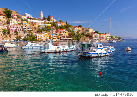 Colorful Harbor of Symi Island, Greece Colorful Harbor of Symi Island, Greece 114479810