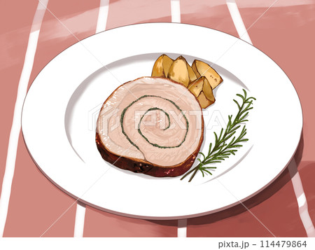 ポルケッタ（ローストポーク）とポテト 114479864