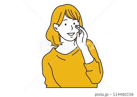 こっそり内緒で何かを伝える女性のイラスト こっそり内緒で何かを伝える女性のイラスト 114480156