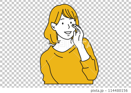 こっそり内緒で何かを伝える女性のイラスト こっそり内緒で何かを伝える女性のイラスト 114480156