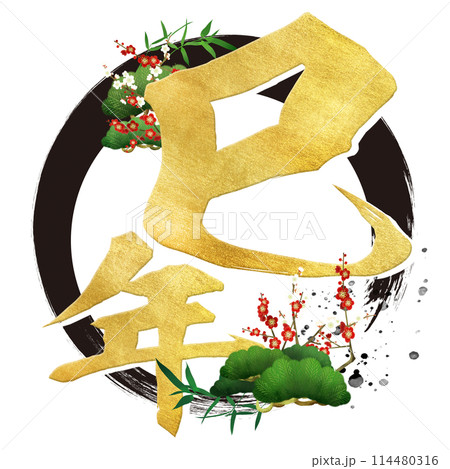 巳年の筆文字素材 巳年の筆文字素材 114480316