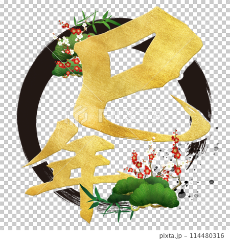 巳年の筆文字素材 巳年の筆文字素材 114480316